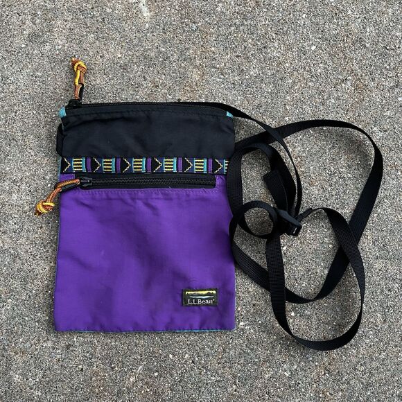 LL Bean Mountain Classic Crossbody Bag Water Resistant 2 Pocket Pouch Multicolor - Picture 2 of 13